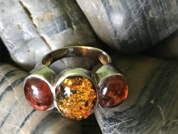 Three-Stone Amber Ring