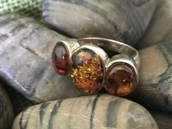 Three-Stone Amber Ring