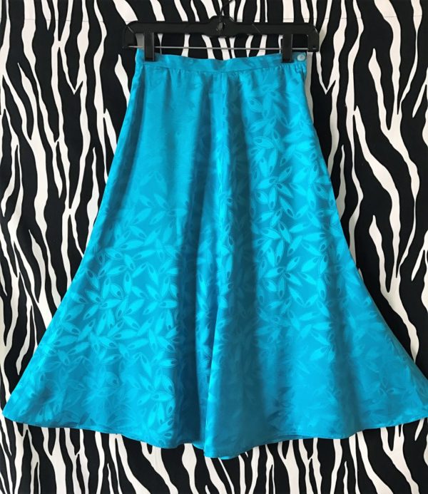 Turquoise A-Line Silk Skirt