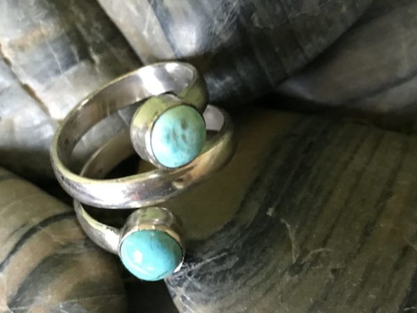 Two-Stone Spiral Turquoise Ring