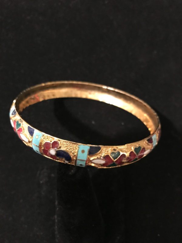 Hammered Brass Enamel Bracelet