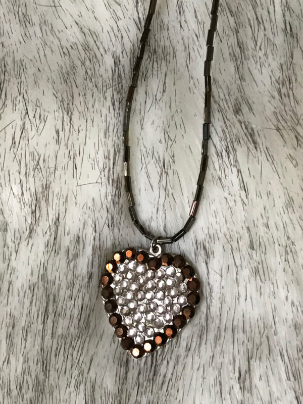 Brown Swarovski Crystals Heart Pendant