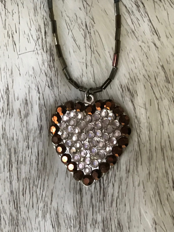 Brown Swarovski Crystals Heart Pendant