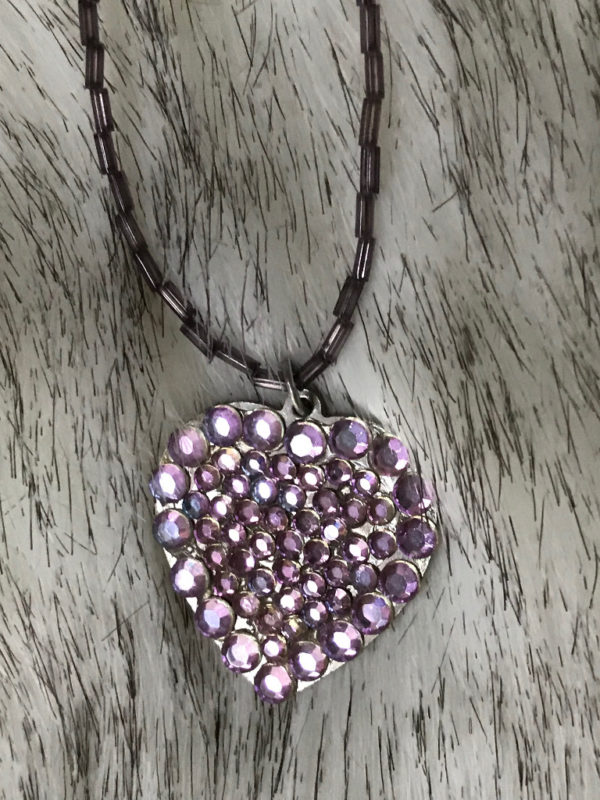 Lavender Swarovski Crystals Heart Pendant