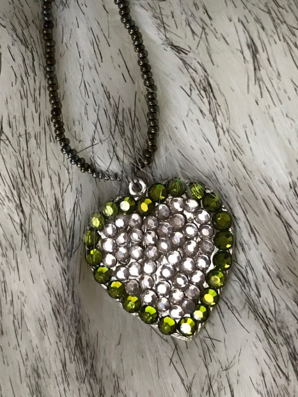 Swarovski Crystals Olive Green Heart Pendant