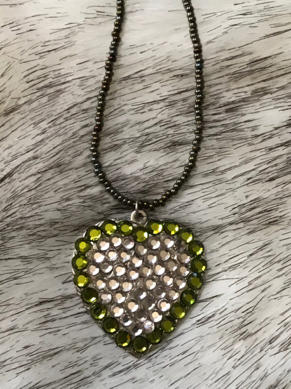 Swarovski Crystals Olive Green Heart Pendant