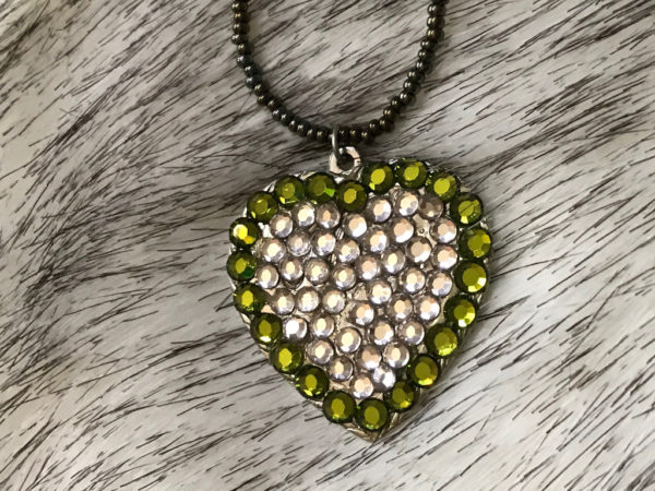 Swarovski Crystals Olive Green Heart Pendant