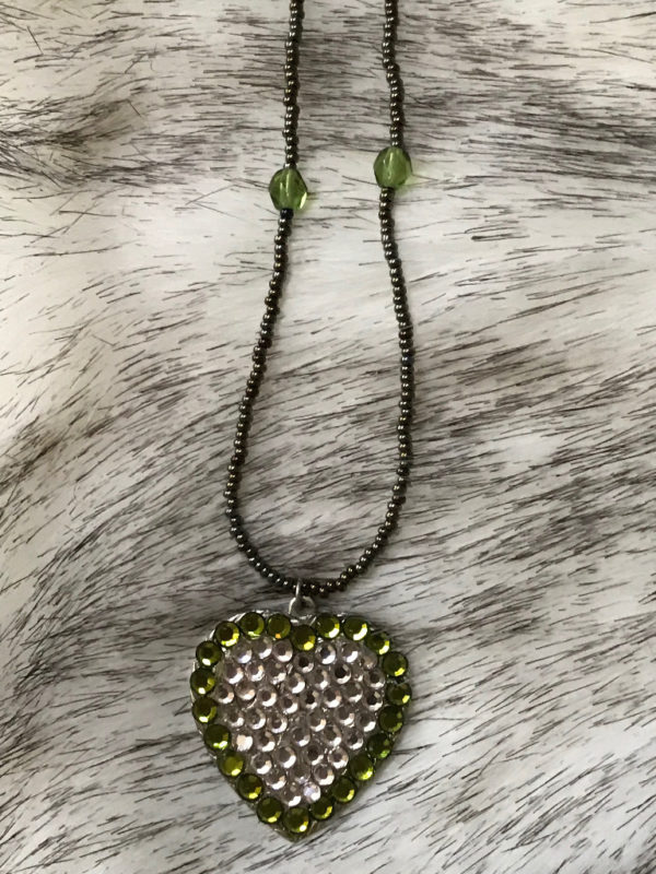 Swarovski Crystals Olive Green Heart Pendant