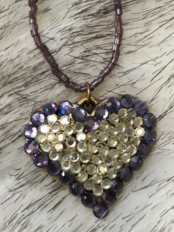 Swarovski Crystals Purple Heart Pendant