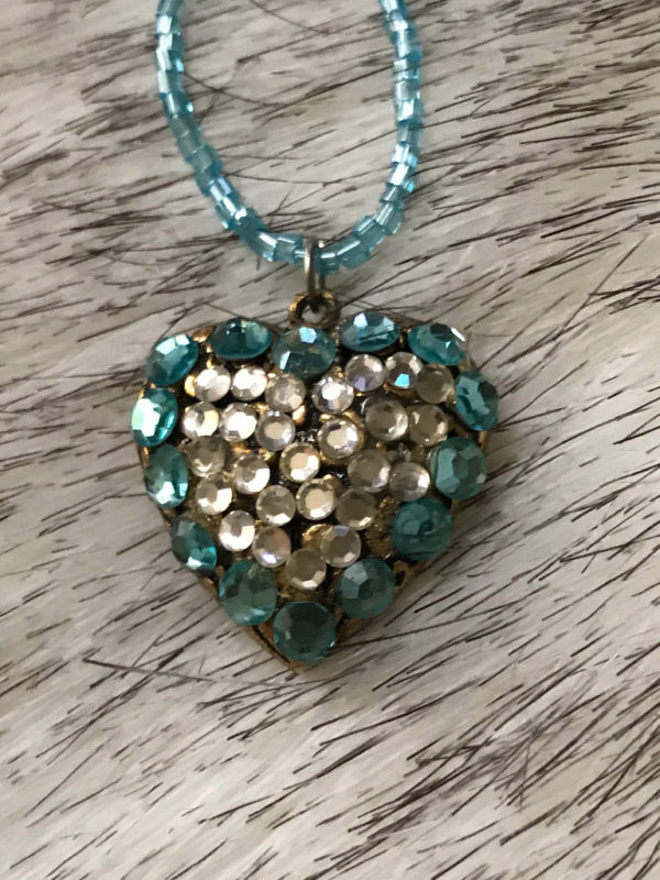 Turquoise Swarovski Crystals Heart Pendant