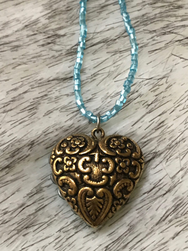 Turquoise Swarovski Crystals Heart Pendant