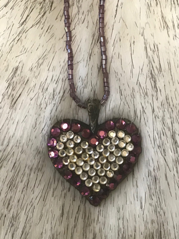 Purple Swarovski Crystals Heart Pendant