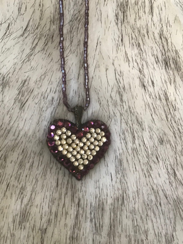 Purple Swarovski Crystals Heart Pendant