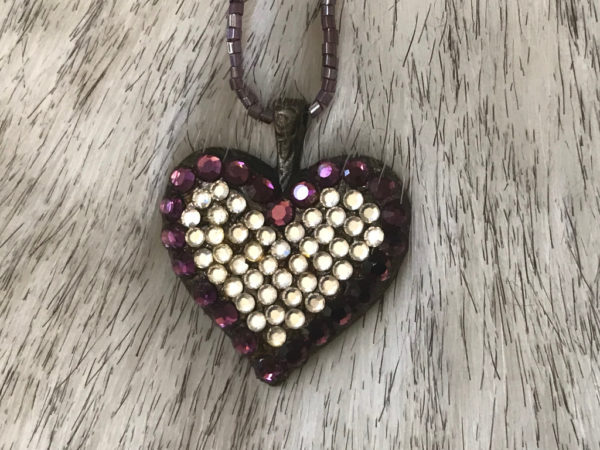 Purple Swarovski Crystals Heart Pendant