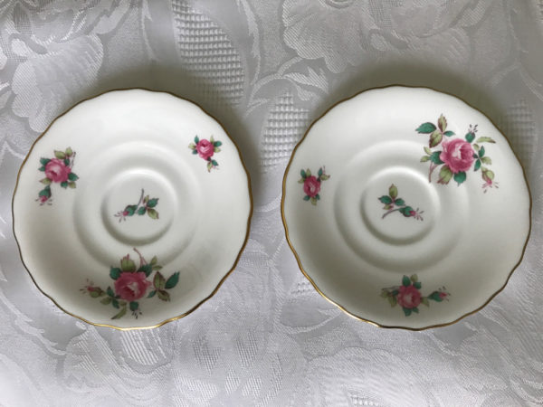 Vintage Spode Billingsley Rose Spray Bone China Saucers