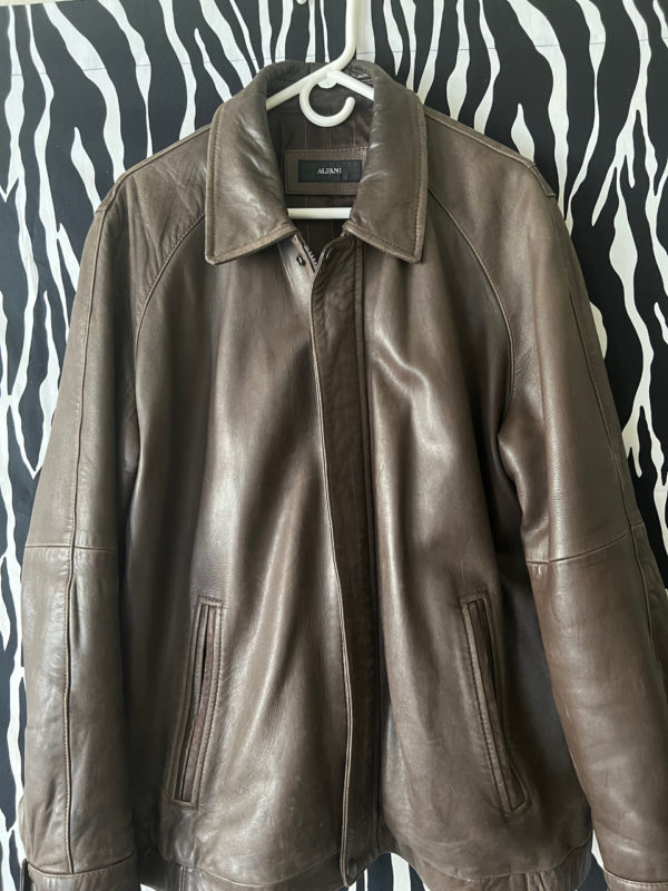 Alfani Brown Leather Bomber Jacket